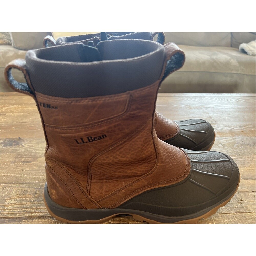 LL Bean Tek 2.5 Insulated Boots Mens 10M Pull/On Side Zip 200gram Primaloft EUC